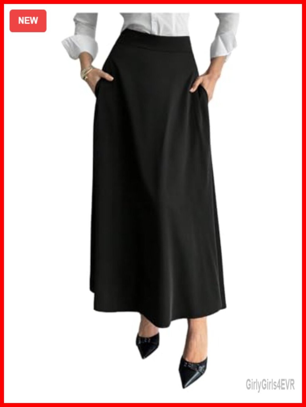 Verdusa Women's A-Line Maxi Skirt High Waisted Flowy Office Skirt Pockets
